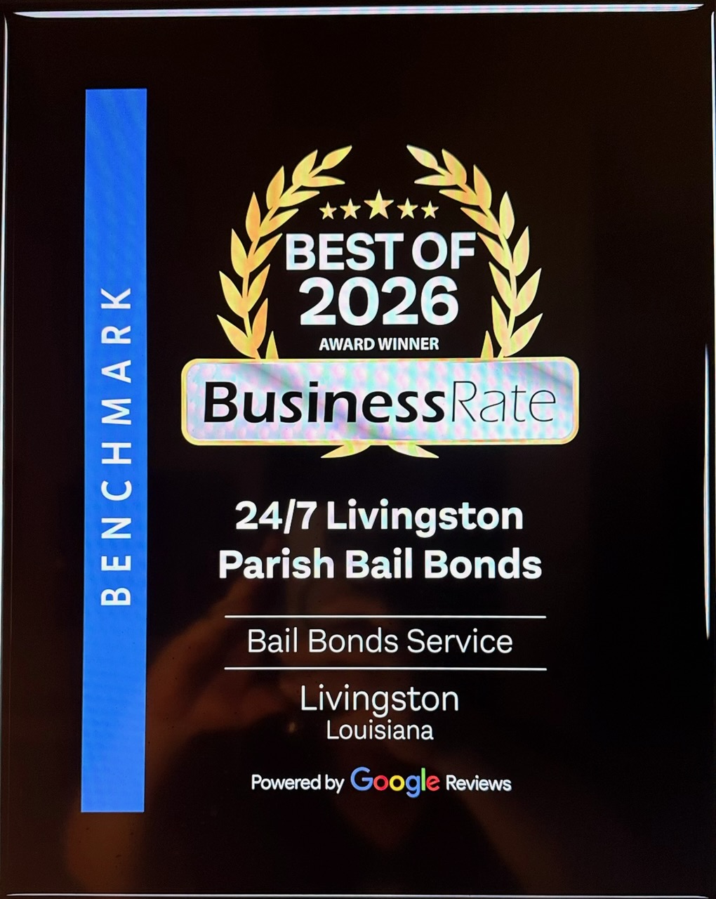 BusinessRate Best of 2026 Award Winner — 24/7 Livingston Parish Bail Bonds, Livingston Louisiana, powered by Google Reviews
